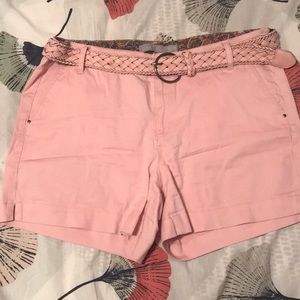 Pink Shorts with Pink Braided Belt